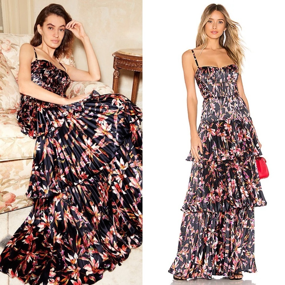 AMUR Black Floral Maxi Dress